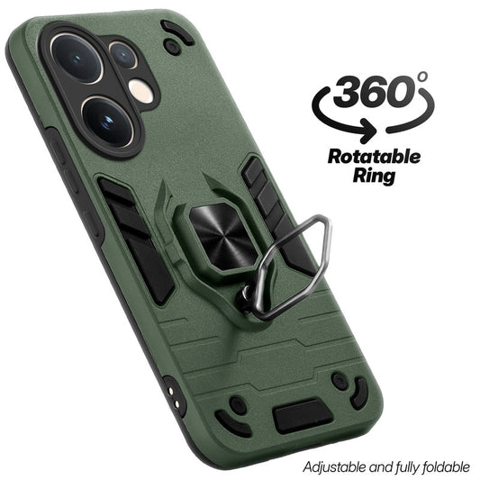 Dual layer shockproof back cover with 360° rotatable ring grip for Vivo V60 5G