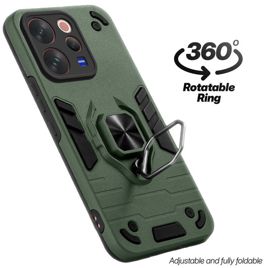 Dual layer shockproof back cover with 360° rotatable ring grip for Vivo V70 Elite 5G