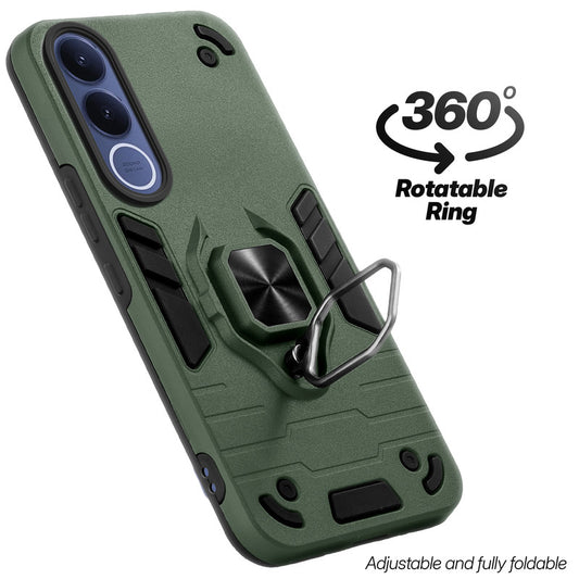 Dual Layer Shockproof Back Cover with 360° Rotatable Ring Grip & Impact Resistant Frame for Vivo V70 FE 5G