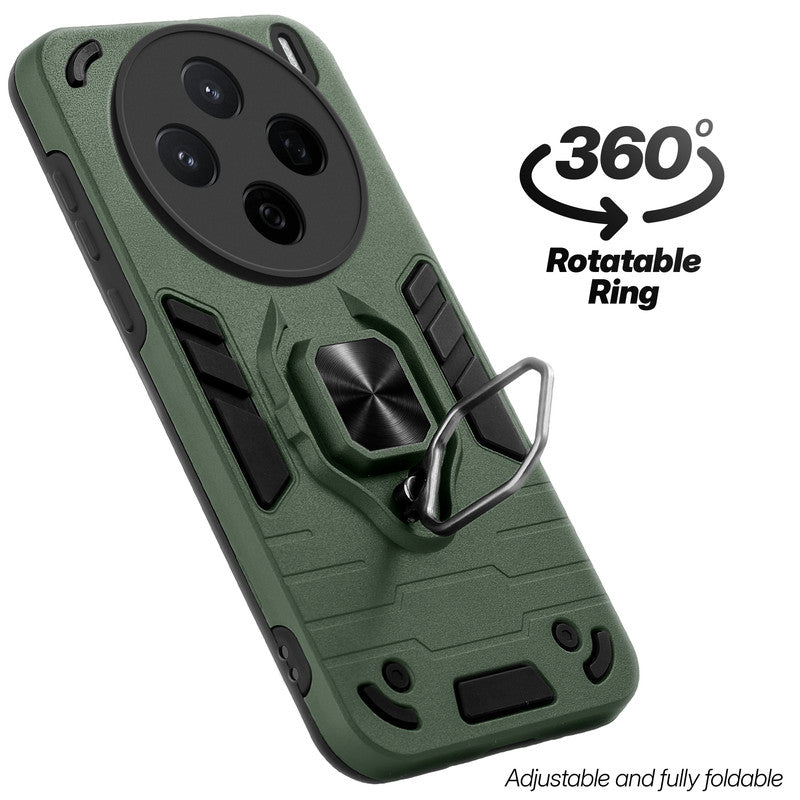 Dual layer shockproof back cover with 360° rotatable ring grip for Vivo X200T 5G