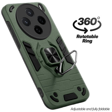 Dual layer shockproof back cover with 360° rotatable ring grip for Vivo X200T 5G