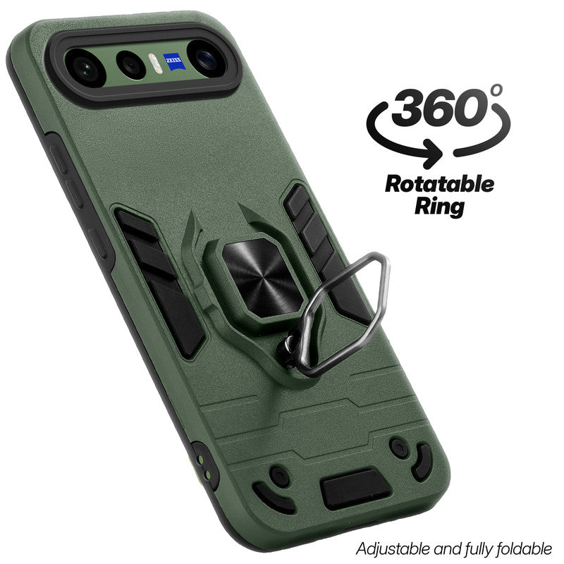 Dual layer shockproof back cover with 360° rotatable ring grip for Vivo X300 FE 5G