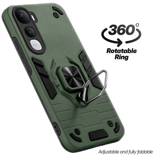 Dual layer shockproof back cover with 360° rotatable ring grip for Vivo Y400 5G