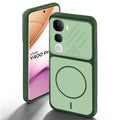 Green back cover for Vivo Y400 Pro 5G with camera cut protection and ring design on back side.