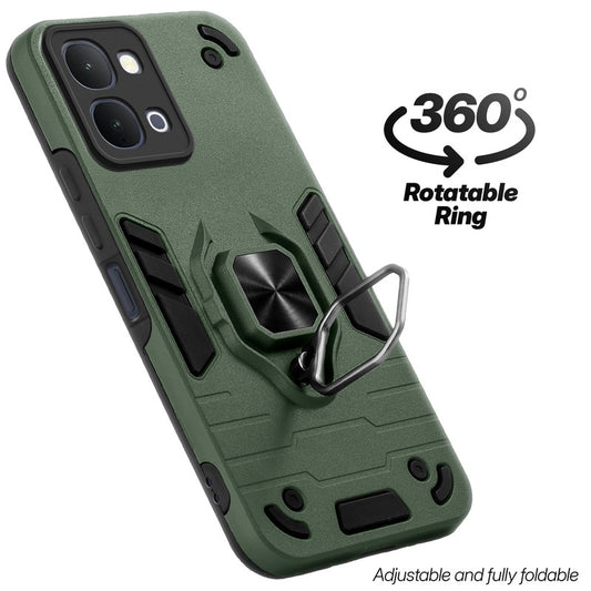 Dual layer shockproof back cover with 360° rotatable ring grip for iQOO Z11x 5G