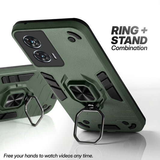Motorola Moto G96 5G case with foldable ring stand for hands-free viewing in kickstand position