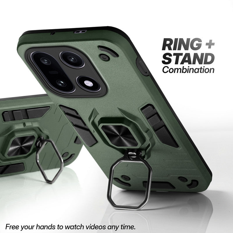 OnePlus 15 5G case with foldable ring stand for hands-free viewing in kickstand position