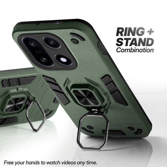 OnePlus 15 5G case with foldable ring stand for hands-free viewing in kickstand position