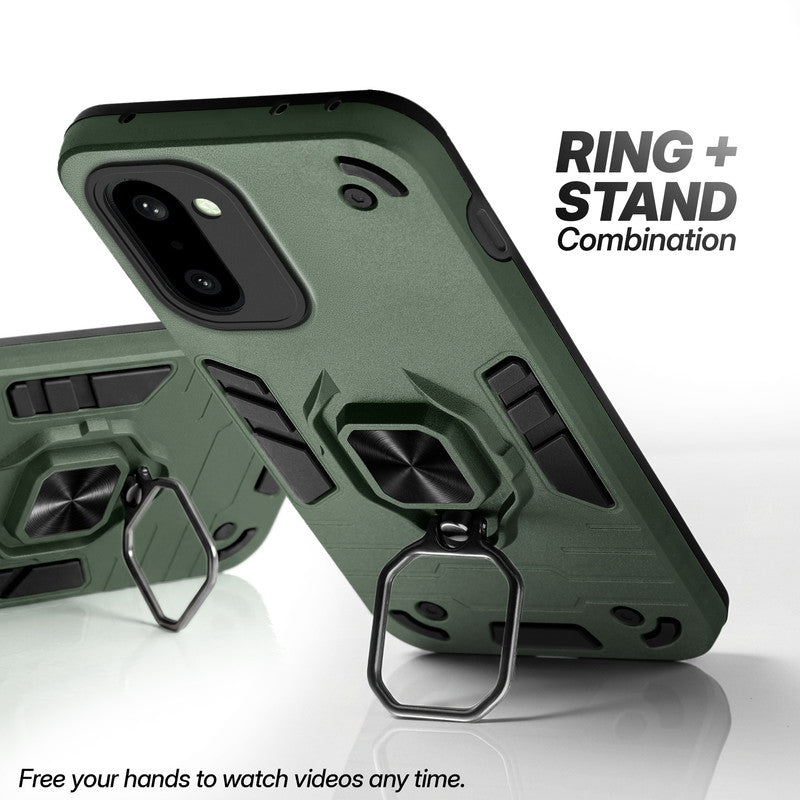 OnePlus 15R 5G case with foldable ring stand for hands-free viewing in kickstand position