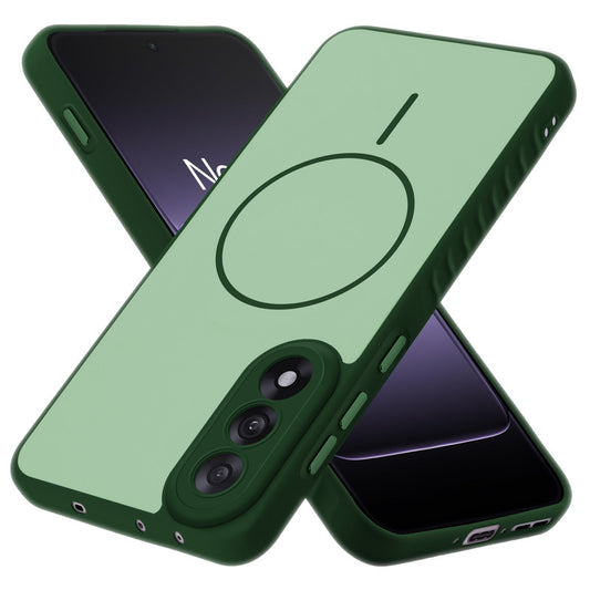 Matte Silicone Dual Color Back Cover with Metal Buttons & Ring Design for OnePlus Nord 5 5G