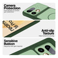 Green phone case for Realme 16 Pro 5G showing camera safety edges, anti slip side grip and easy press button covers.