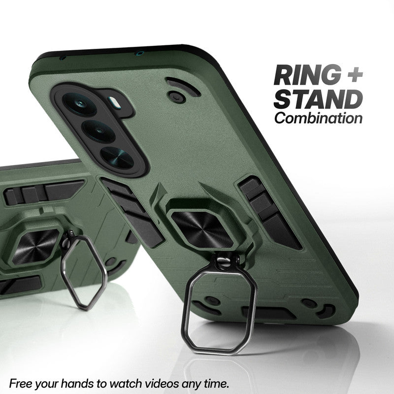 Realme P4x 5G case with foldable ring stand for hands-free viewing in kickstand position