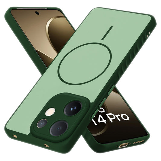 Matte Silicone Dual Color Back Cover with Metal Buttons & Ring Design for Vivo T4 Pro 5G