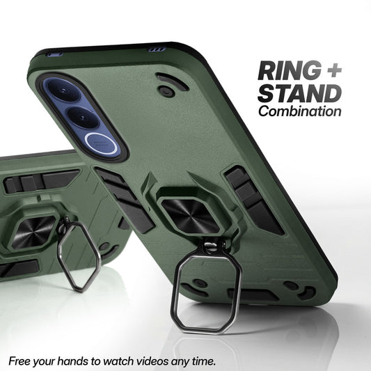 Dual Layer Shockproof Back Cover with 360° Rotatable Ring Grip & Impact Resistant Frame for Vivo V70 FE 5G