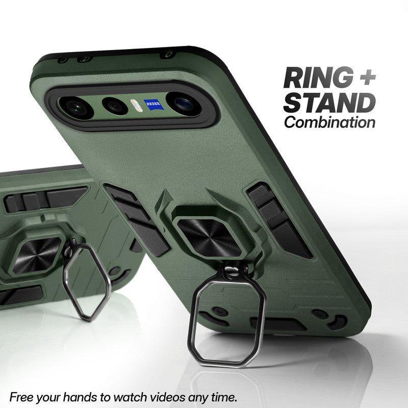 Vivo X300 FE 5G case with foldable ring stand for hands-free viewing in kickstand position