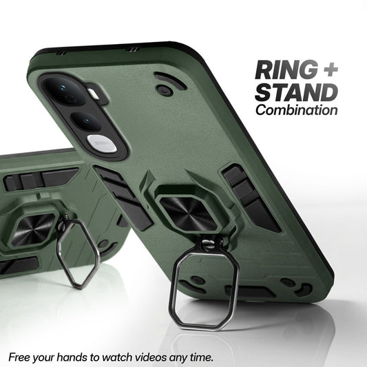 Vivo Y400 5G case with foldable ring stand for hands-free viewing in kickstand position