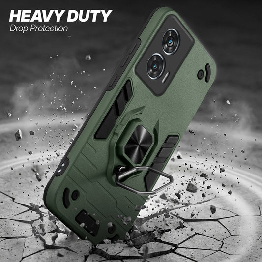 Dual Layer Shockproof Back Cover with 360° Rotatable Ring Grip & Impact Resistant Frame for Motorola Moto Edge 50 Fusion 5G