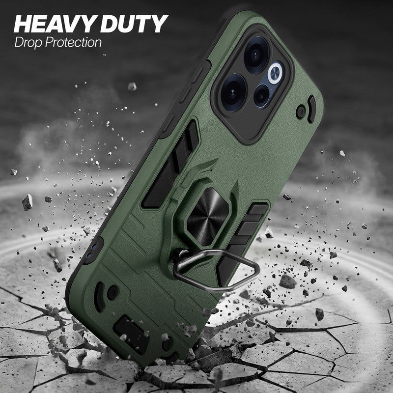 Oppo Reno 15C 5G protective case illustrating impact drop protection with an impact-resistant frame.