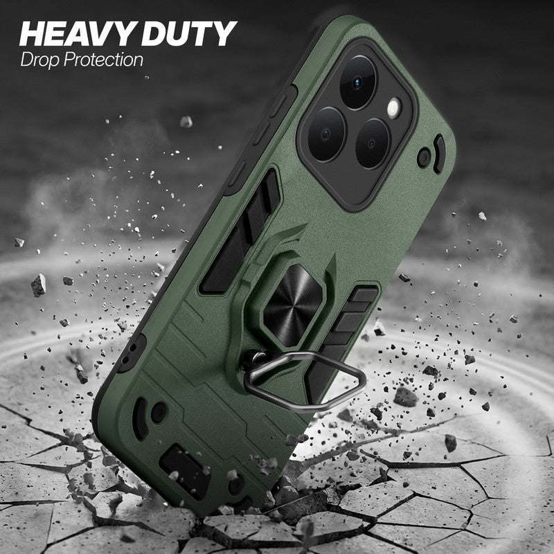 Realme 15T 5G protective case illustrating impact drop protection with an impact-resistant frame.