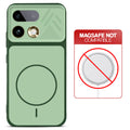 Green back cover for Realme 16 Pro 5G with printed ring pattern and message showing not compatible with MagSafe charging.