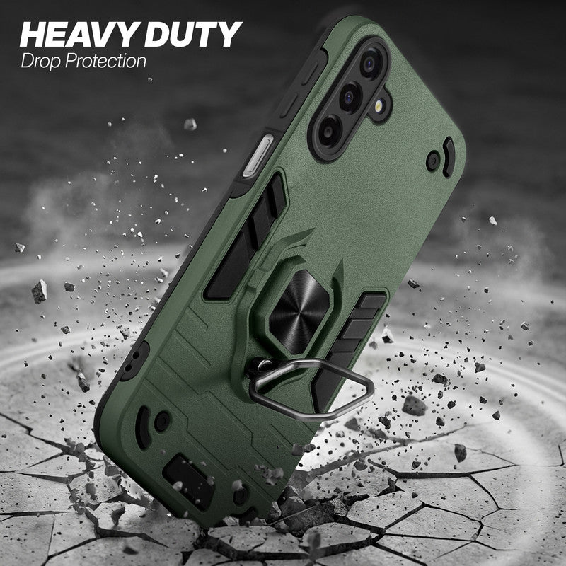 Samsung M17 5G protective case illustrating impact drop protection with an impact-resistant frame.
