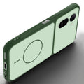 Angled view of Green mobile case for Redmi A7 Pro 5G with proper charging port cutout, speaker holes and strong corner protection.