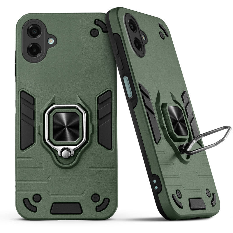 Back view of Samsung A07 5G case highlighting the built-in rotating metal ring holder