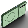 Angled view of Green mobile case for Samsung A17 5G with proper charging port cutout, speaker holes and strong corner protection.