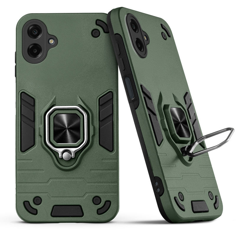 Back view of Samsung M07 case highlighting the built-in rotating metal ring holder