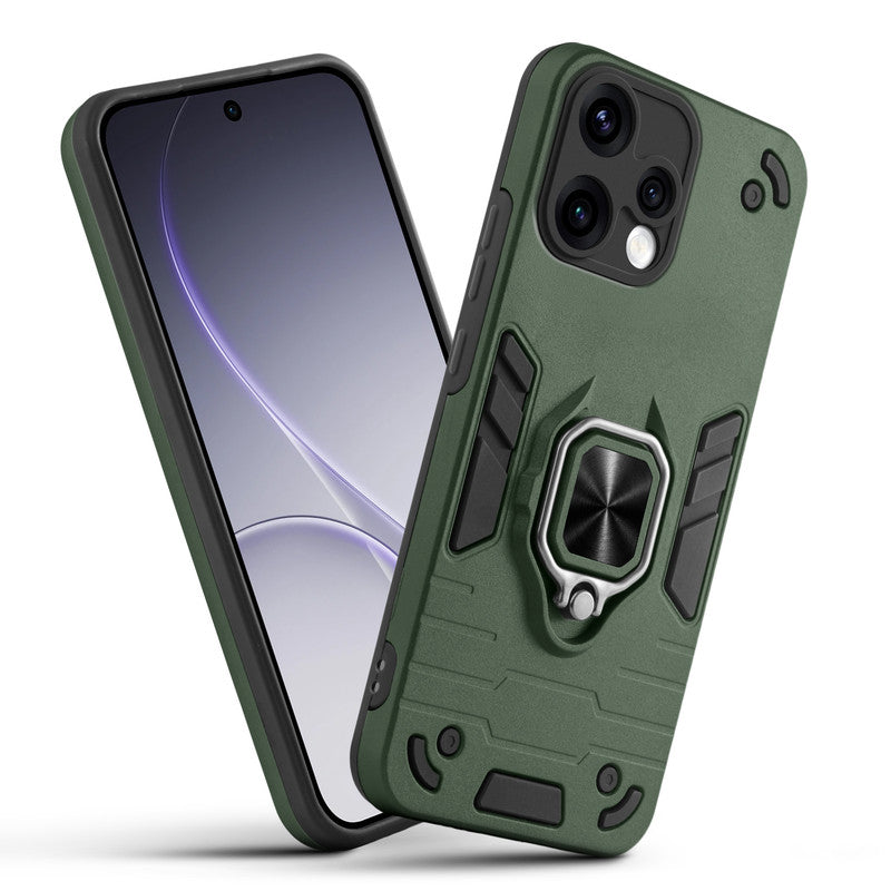 Front and back view of Oppo Reno 15 5G fitted with a protective case and ring grip