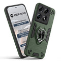 Front and back view of Motorola Moto Edge 70 Pro 5G fitted with a protective case and ring grip