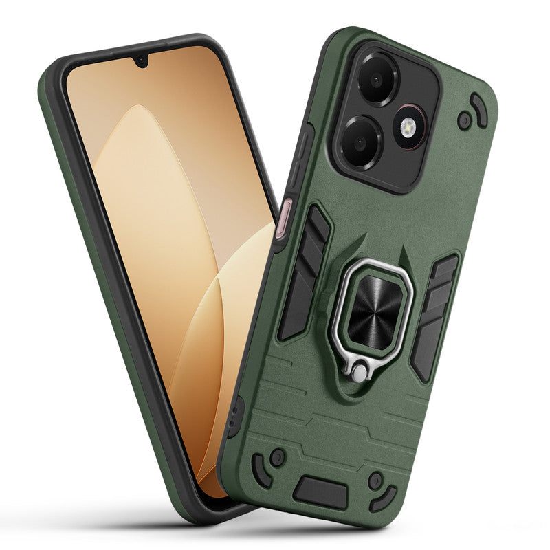 Front and back view of Oppo A6C 4G fitted with a protective case and ring grip