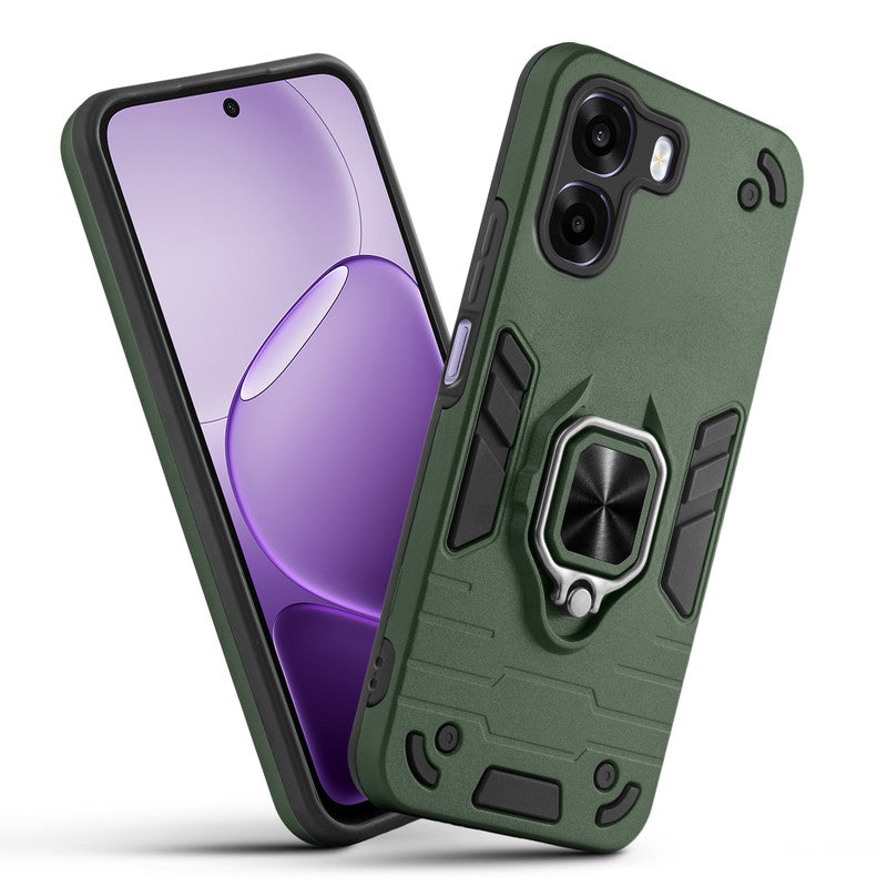 Front and back view of Oppo A6s 5G fitted with a protective case and ring grip