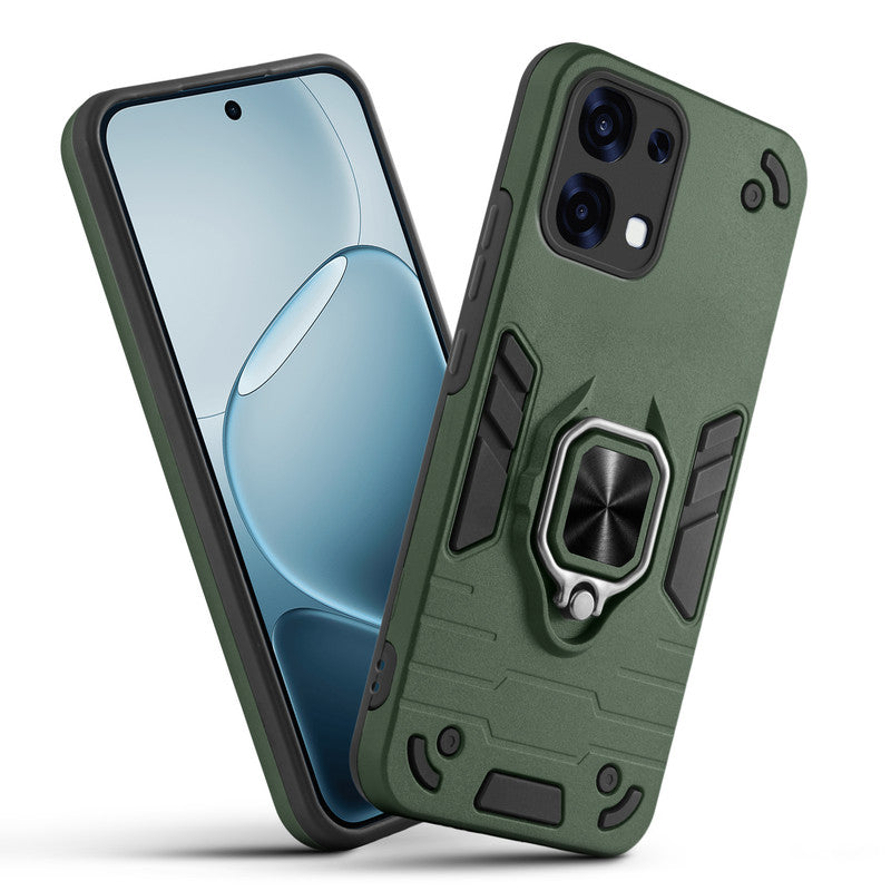 Front and back view of Oppo F31 5G fitted with a protective case and ring grip