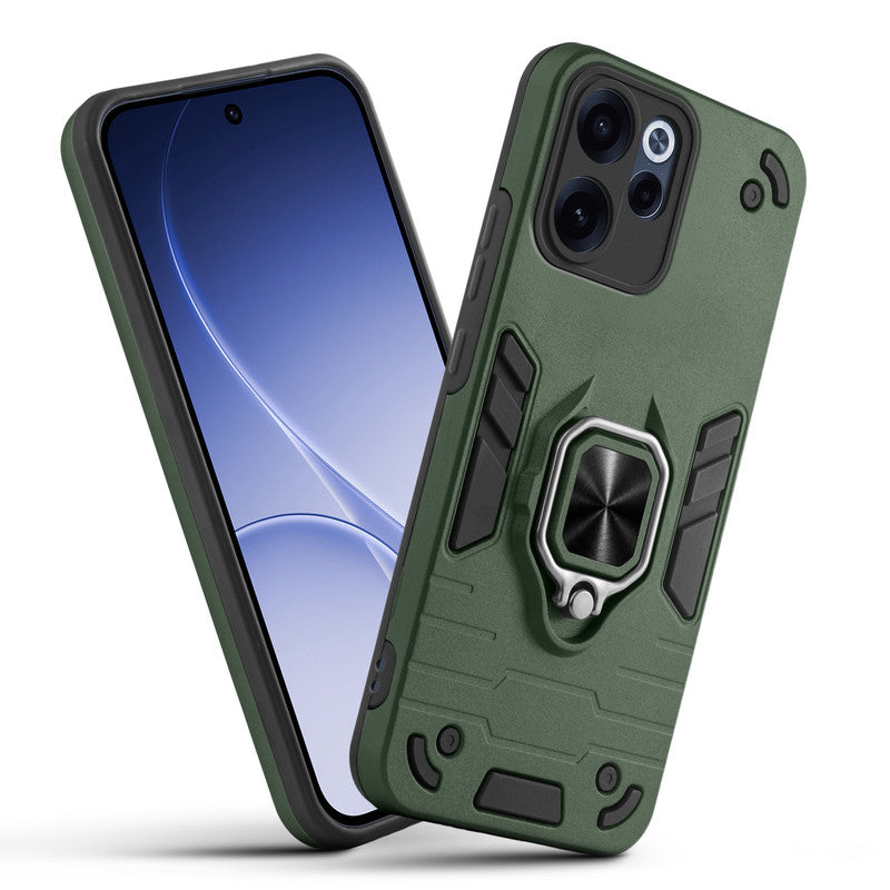Front and back view of Oppo Reno 15C 5G fitted with a protective case and ring grip