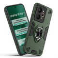 Front and back view of Realme 15 Pro 5G fitted with a protective case and ring grip
