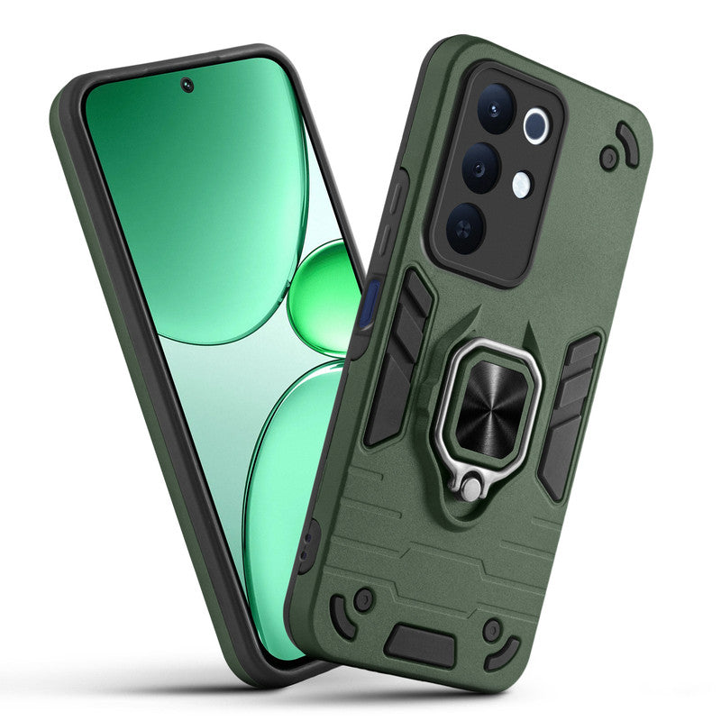 Front and back view of Realme 15x 5G fitted with a protective case and ring grip