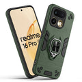 Front and back view of Realme 16 Pro 5G fitted with a protective case and ring grip