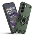 Front and back view of Realme C83 5G fitted with a protective case and ring grip