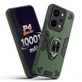 Front and back view of Realme P4 Power 5G fitted with a protective case and ring grip