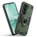 Front and back view of Realme P4x 5G fitted with a protective case and ring grip