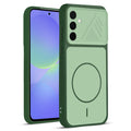 Front and back view of Green protective back cover for Samsung A36 5G with textured sides, camera guard and slim fit design.