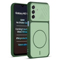 Front and back view of Green protective back cover forSamsung M17 5G with textured sides, camera guard and slim fit design.