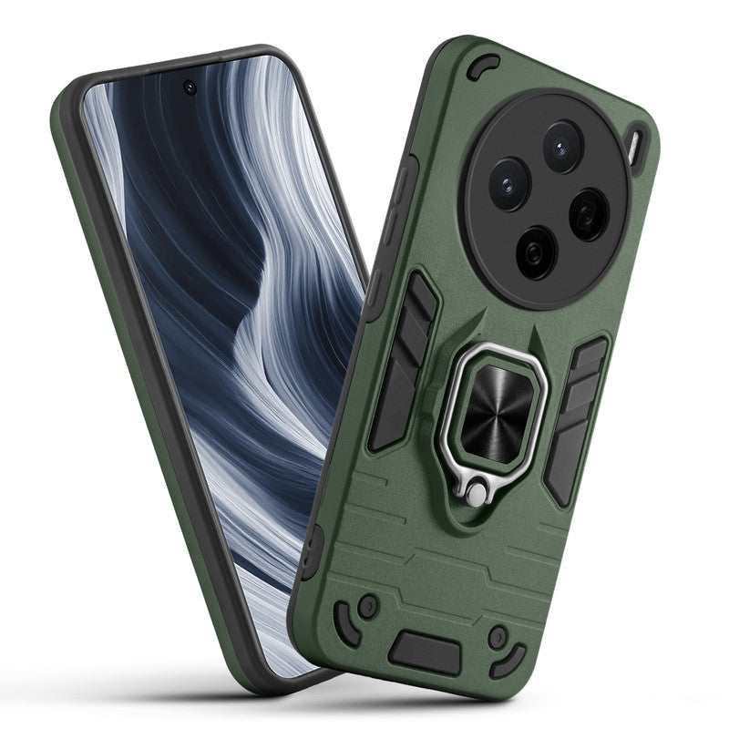 Front and back view of Vivo X200T 5G fitted with a protective case and ring grip