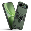 Front and back view of Vivo X300 FE 5G fitted with a protective case and ring grip