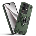 Front and back view of Vivo Y31 Pro 5G fitted with a protective case and ring grip