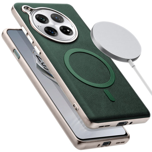 Premium Faux Leather MagSafe Compatible Case for OnePlus 12 5G With Metal Finish Edges