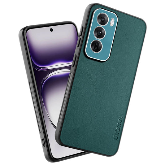 Unimore Leather Hard Case with Shiny Camera Protection For Oppo Reno 12 5G