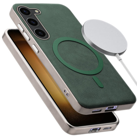 Premium Faux Leather MagSafe Compatible Case for Samsung S23 5G With Metal Finish Edges