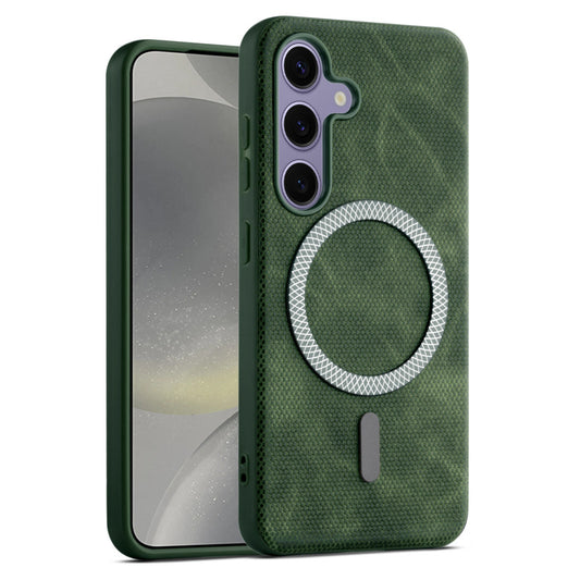 Rugged Vintage Look Back Case For Samsung S24 5G With Magnetic Charging Compatible with MagSafe